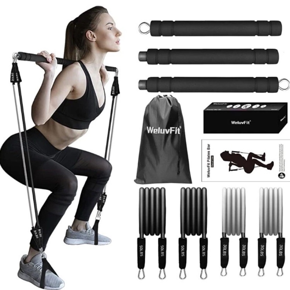 Pilates Bar Kit with Resistance Bands, WeluvFit Exercise Fitness Equipment、